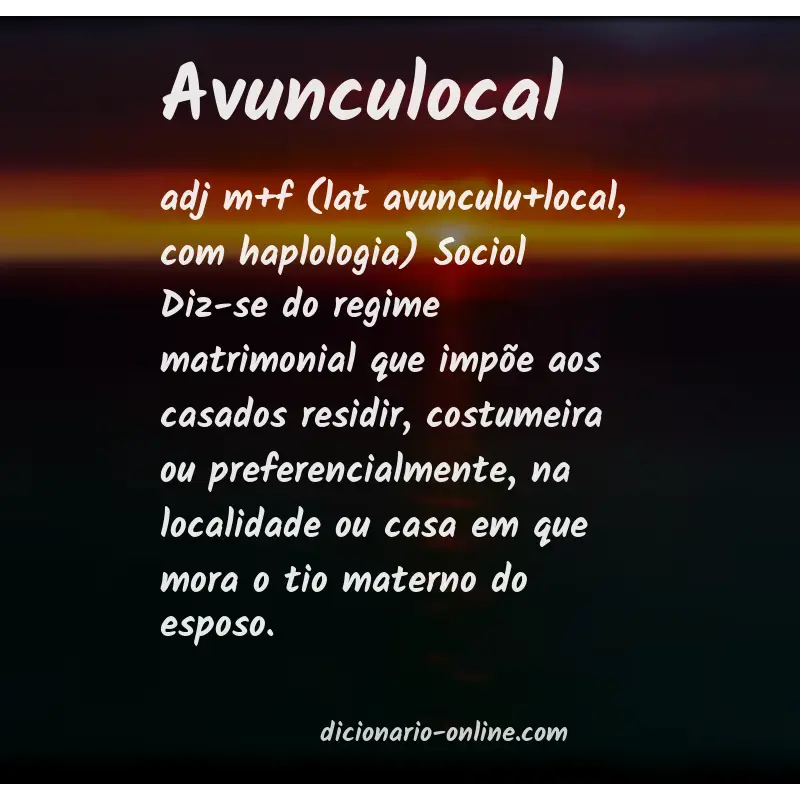 Significado de avunculocal
