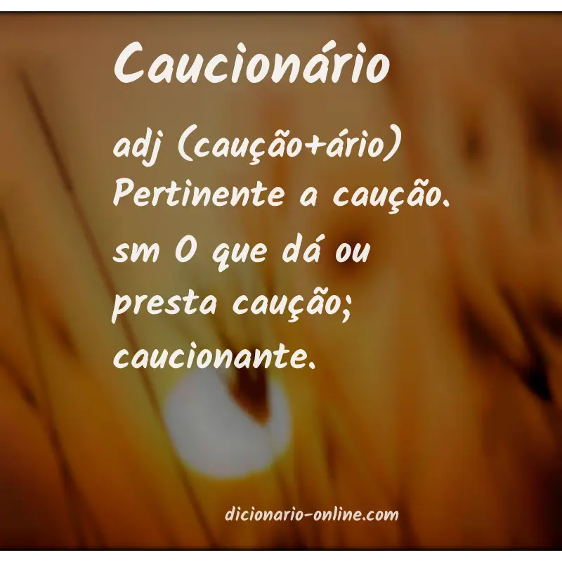 Significado de caucionário