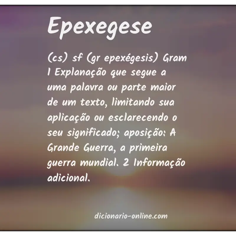 Significado de epexegese