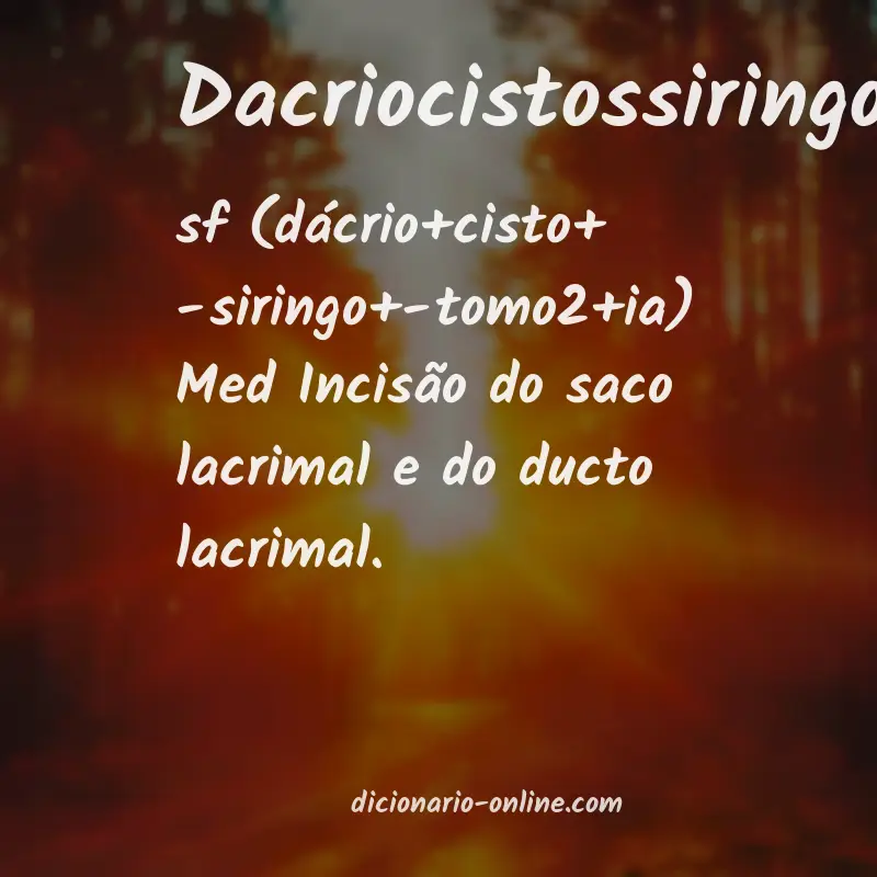 Significado de dacriocistossiringotomia
