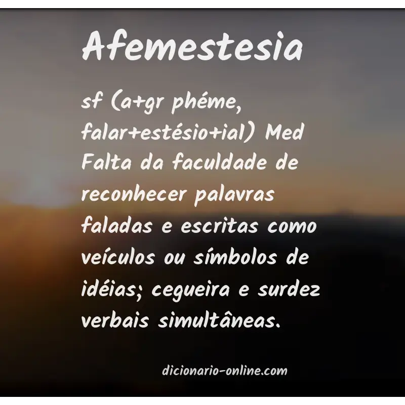 Significado de afemestesia